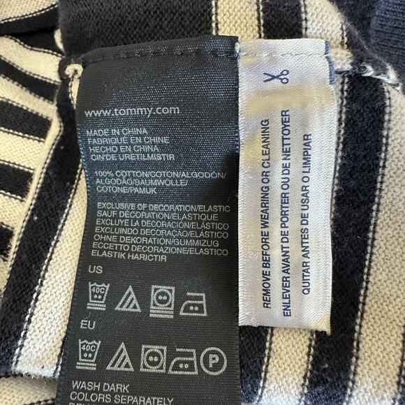 Tommy Hilfiger Top Women Medium Navy White Stripe Cotton Knit Preppy Nautical - Picture 12 of 12